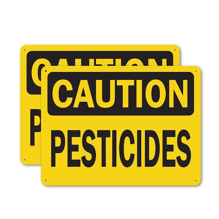 Signmission Pesticides Caution Sign, Aluminum, 18in W x 12in L, 2PK OS-2PACK-CS-A-1218-L-19222